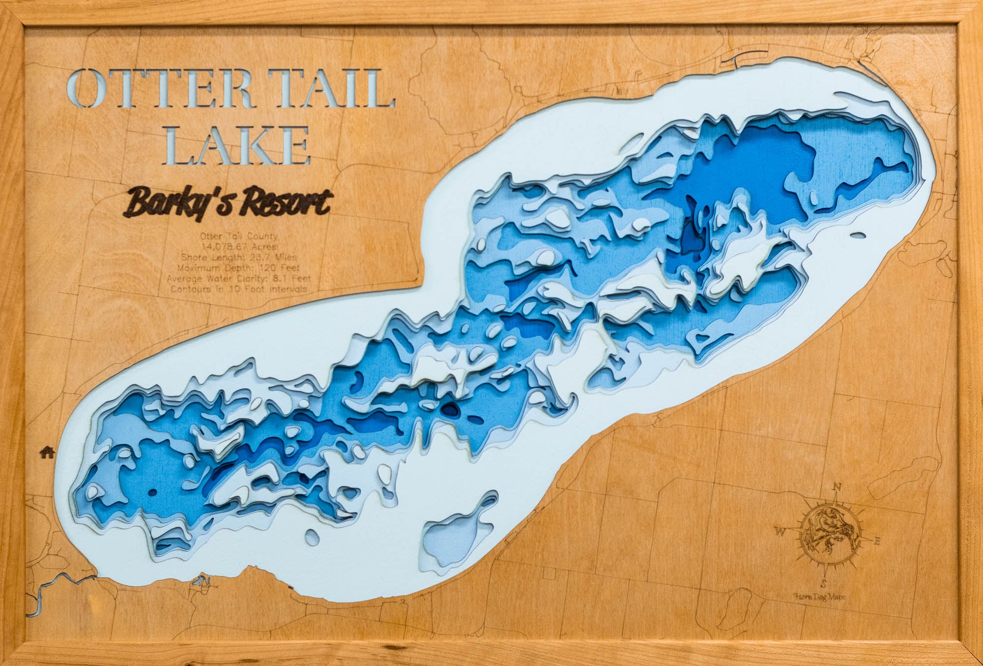 3d Depth map of Otter Tail Lake in Otter Tail County, Minnesota
