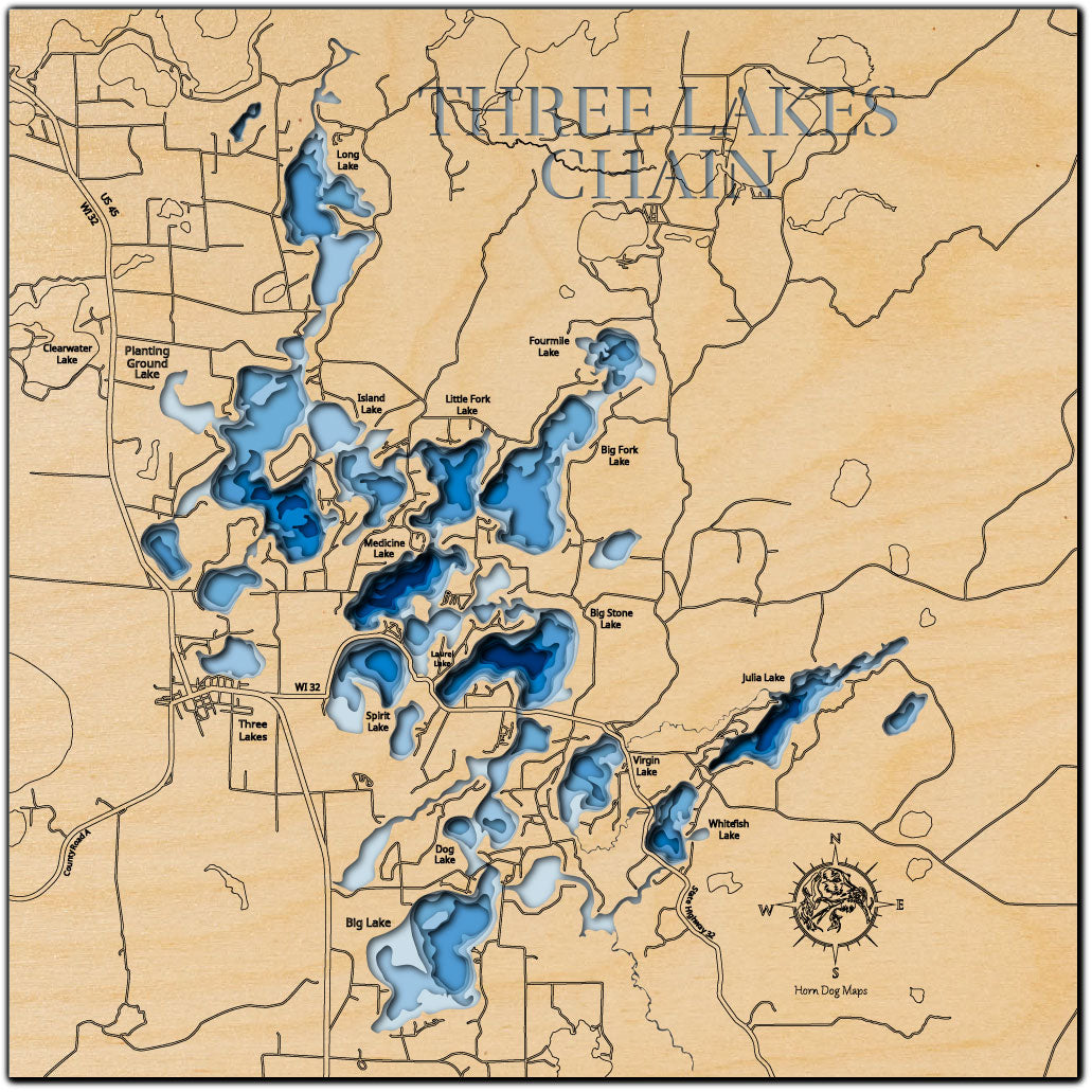 Three Lakes Chain in Oneida County, WI