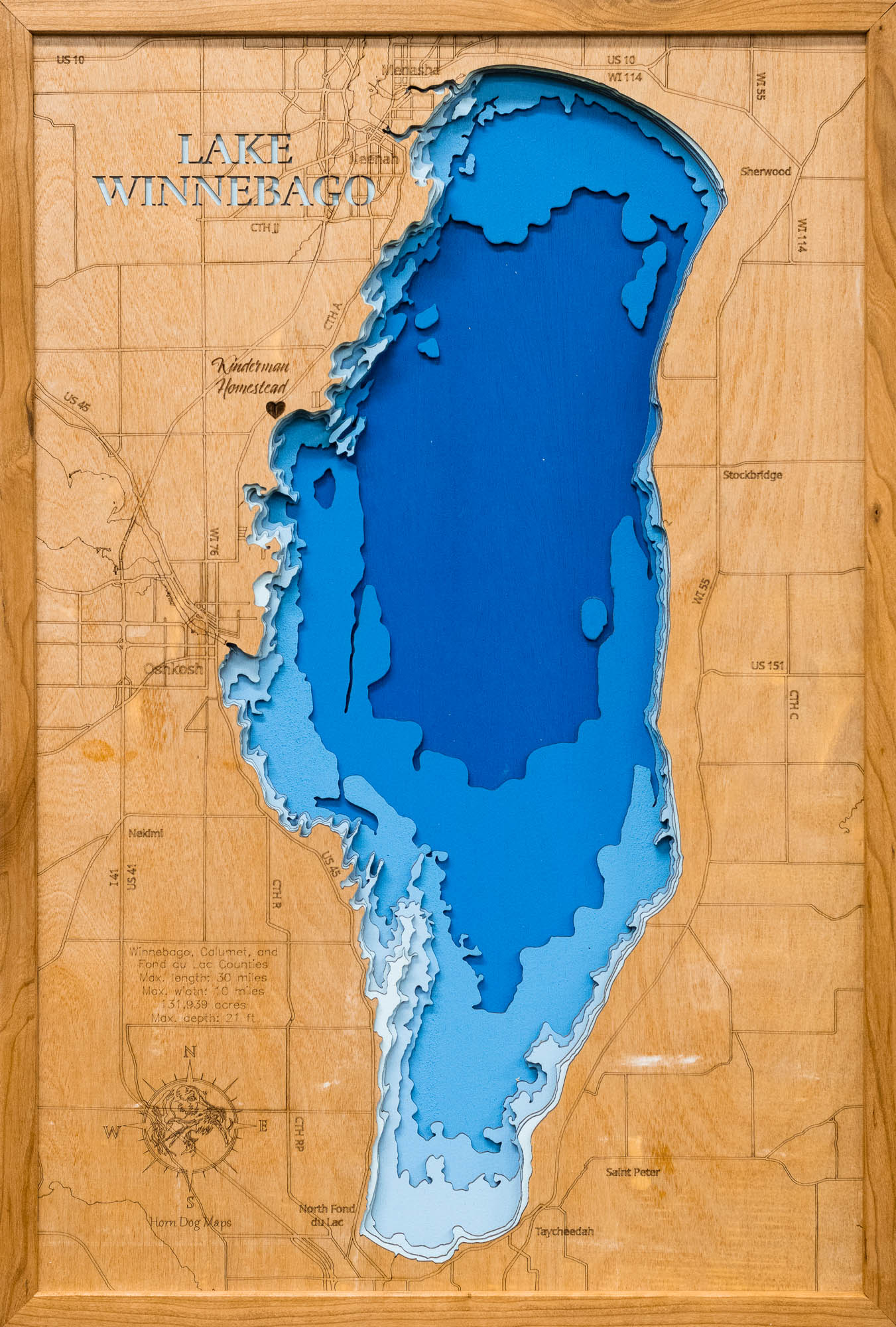 Lake Winnebago Topographic Map Big Sandy Lake 1970 Custom USGS Old