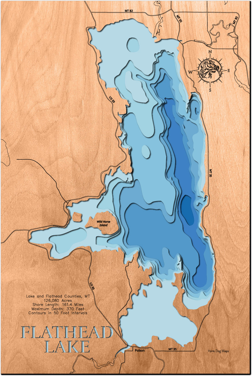 Colorful map of Flathead Lake