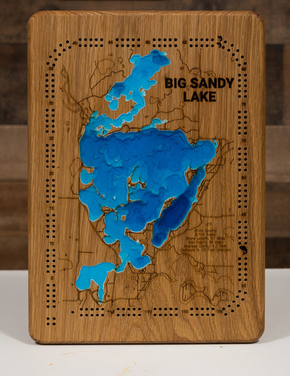 3d Depth Map of Big Sandy Lake in Aitkin County, MN custom 3D wood map, perfect for home decor and gifts.