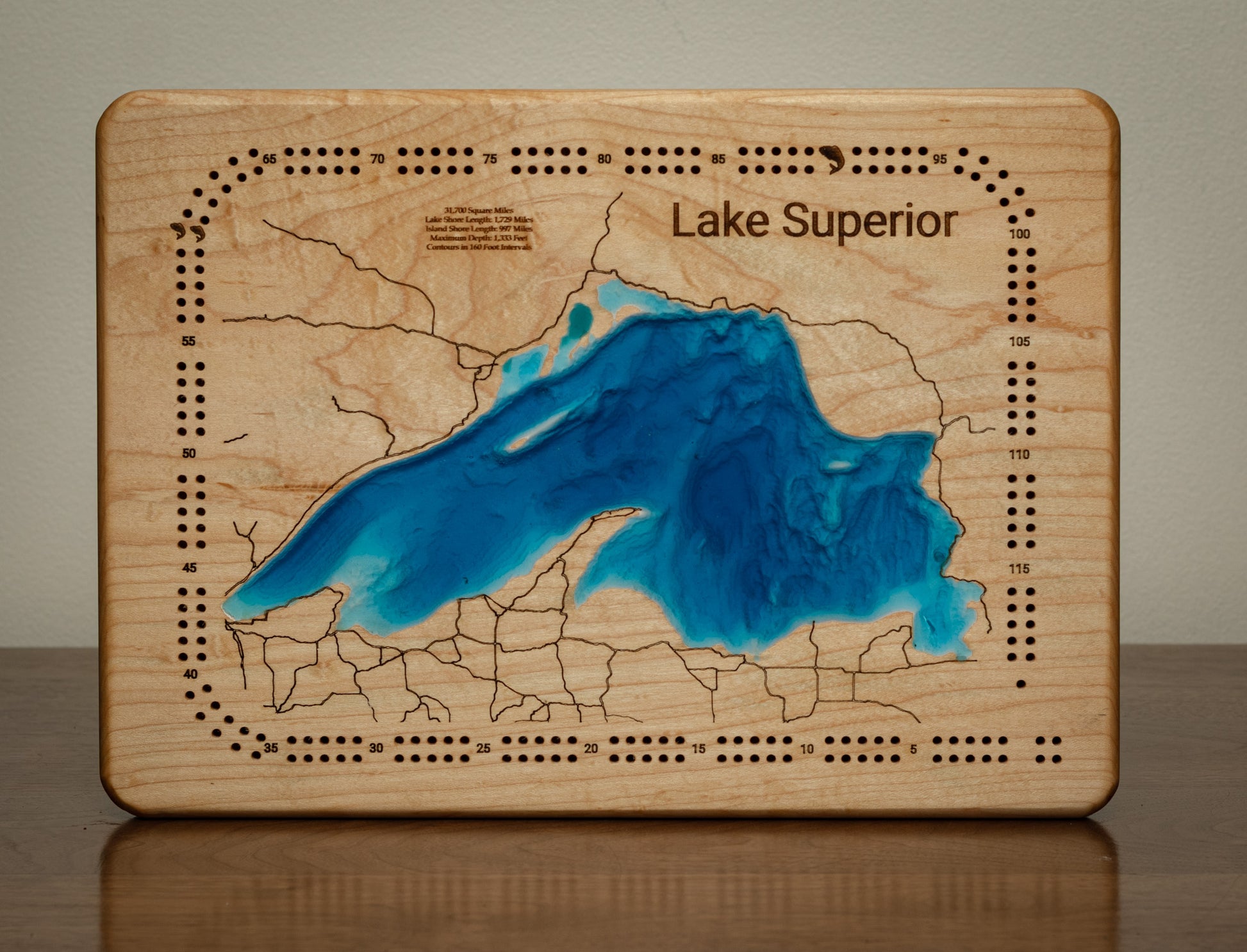 Front of Maple Cribbage Board
