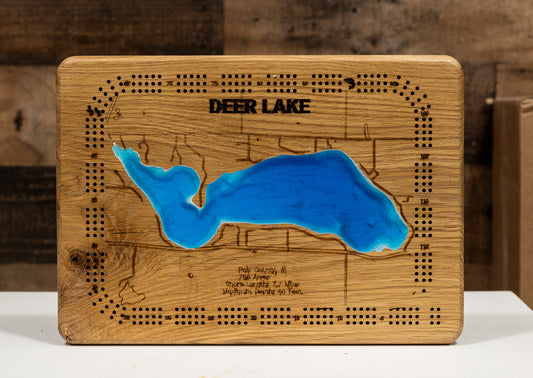 Deer Lake in Polk County, WI 3D depth cribbage board