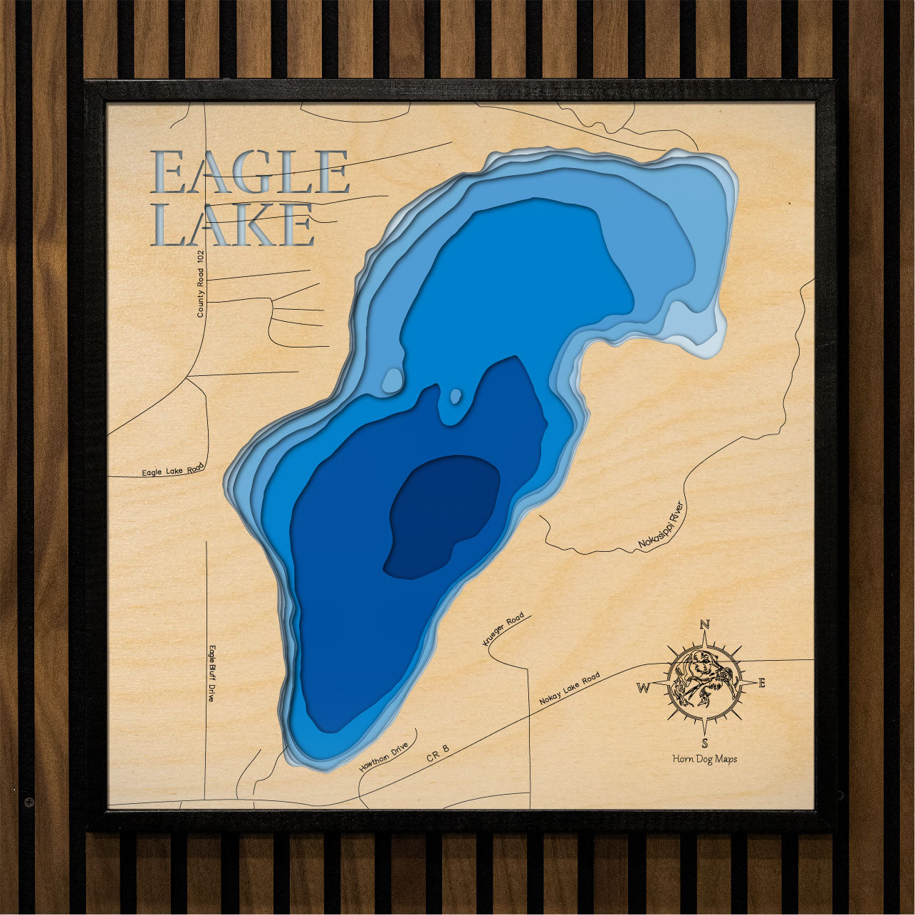 Eagle Lake near Klondyke in County, MN custom 3D wood map, perfect for home decor and gifts.