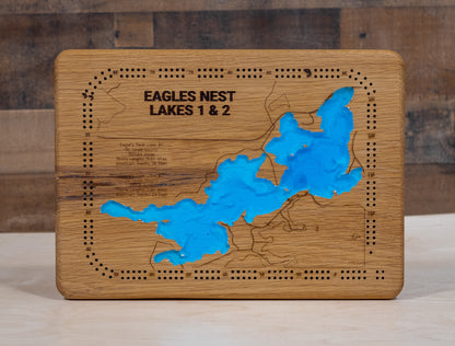 Detailed wooden relief map of 3d Depth Map of Eagle's Nest Lakes in St. Louis County, MN, showcasing its natural beauty.