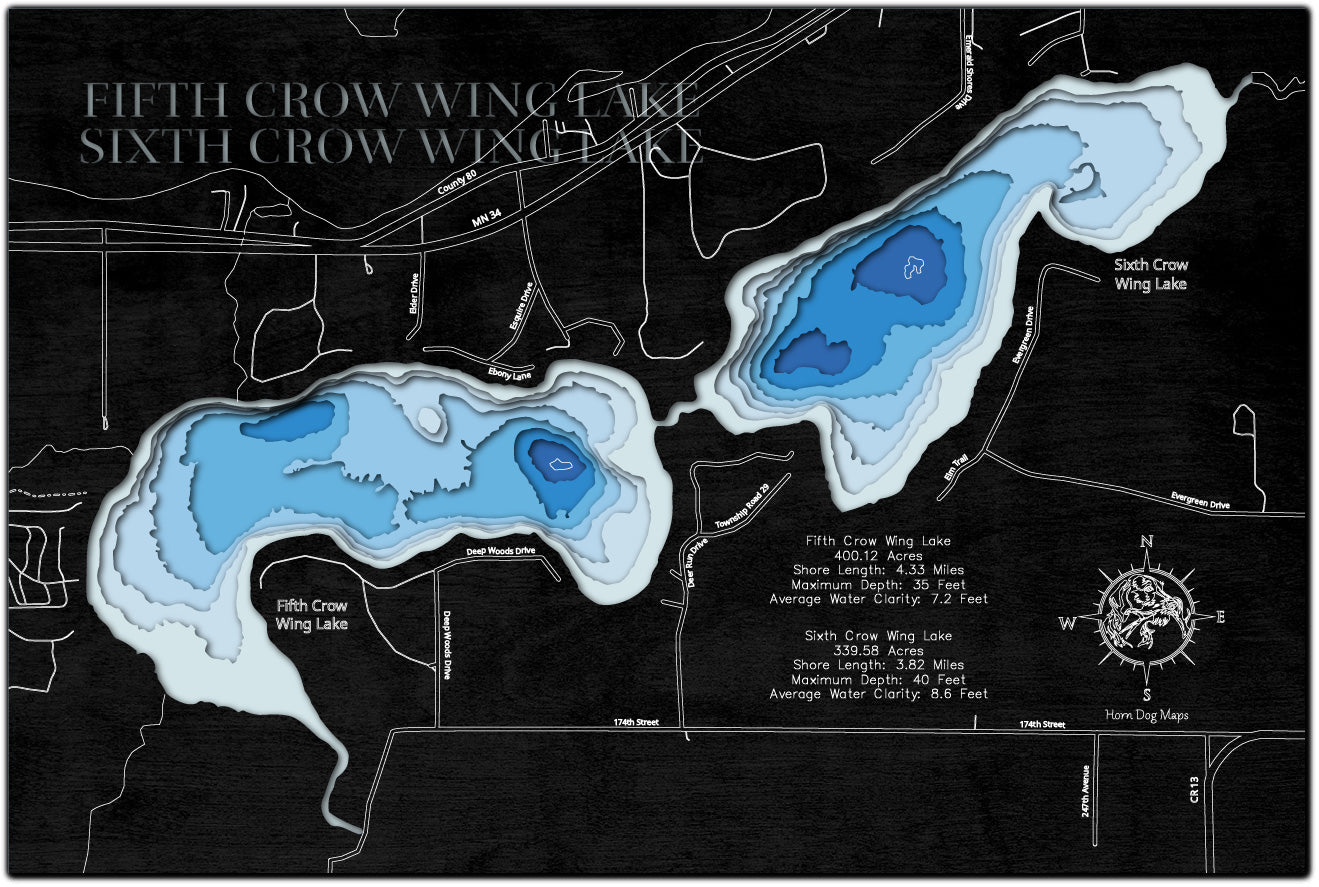 Fifth Crow Wing Lake and Sixth Crow Wing Lake in Hubbard County, MN