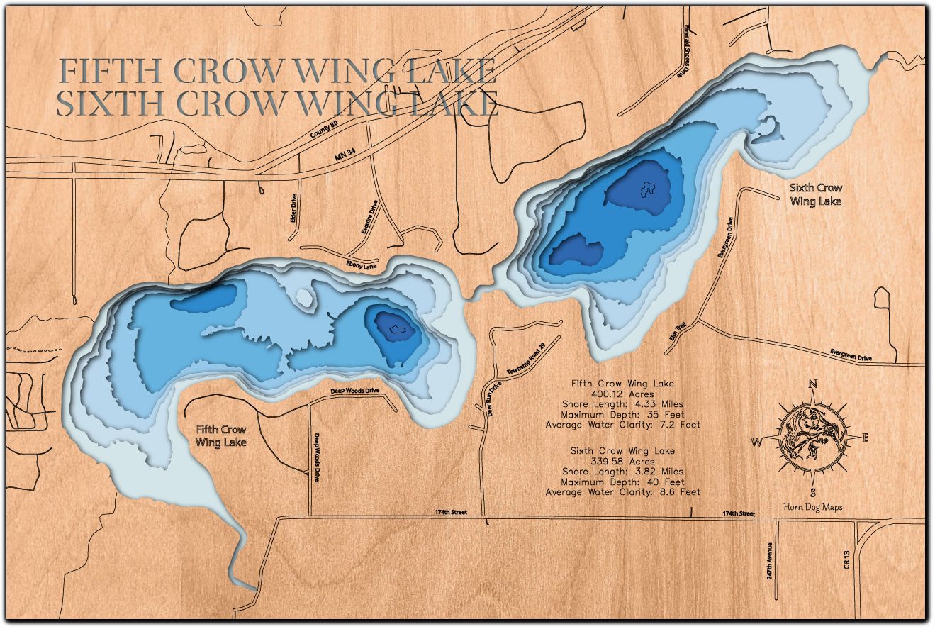 Fifth Crow Wing Lake and Sixth Crow Wing Lake in Hubbard County, MN