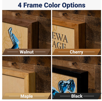 Showing the 4 different frame colors you get to choose from between walnut, cherry, maple, and black. 