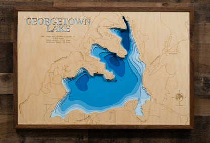 Georgetown Lake in Deer Lodge County and Granite County, MT 3D depth map, laser cut from high-quality wood.