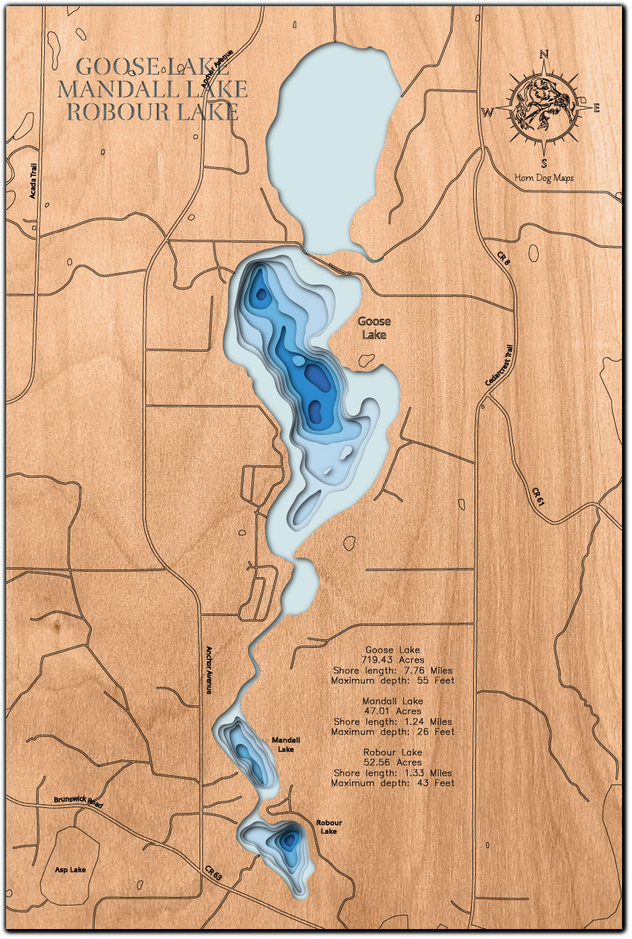 Goose, Mandall, and Robour Lakes in Chisago County, MN