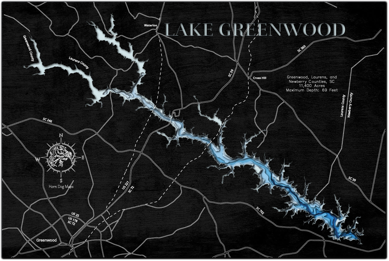 Lake Greenwood in Greenwood, Laurens, and Newberry Counties, SC