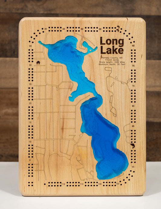 Maple Cribbage board of Long Lake in Ramsey county Minnesota