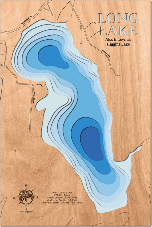 Long Lake in County, Todd County, MN. Also known as Higgins