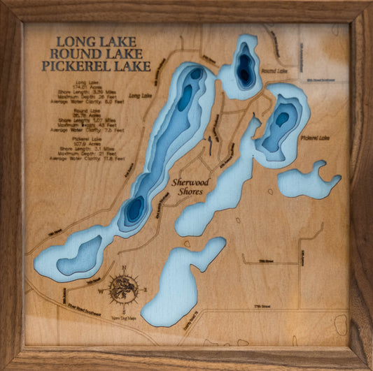 Long, Round, and Pickerel Lakes in Sherburne County, MN  