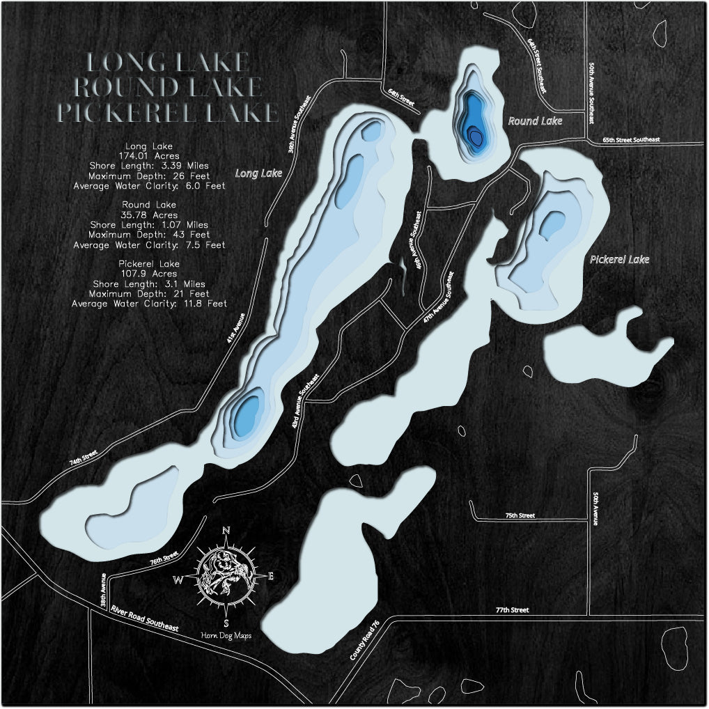 Long, Round, and Pickerel Lakes in Sherburne County, MN  