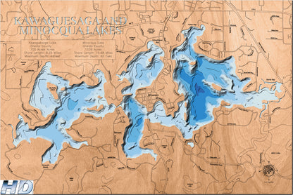 Kawaguesaga and Minocqua Lakes in Oneida County, WI