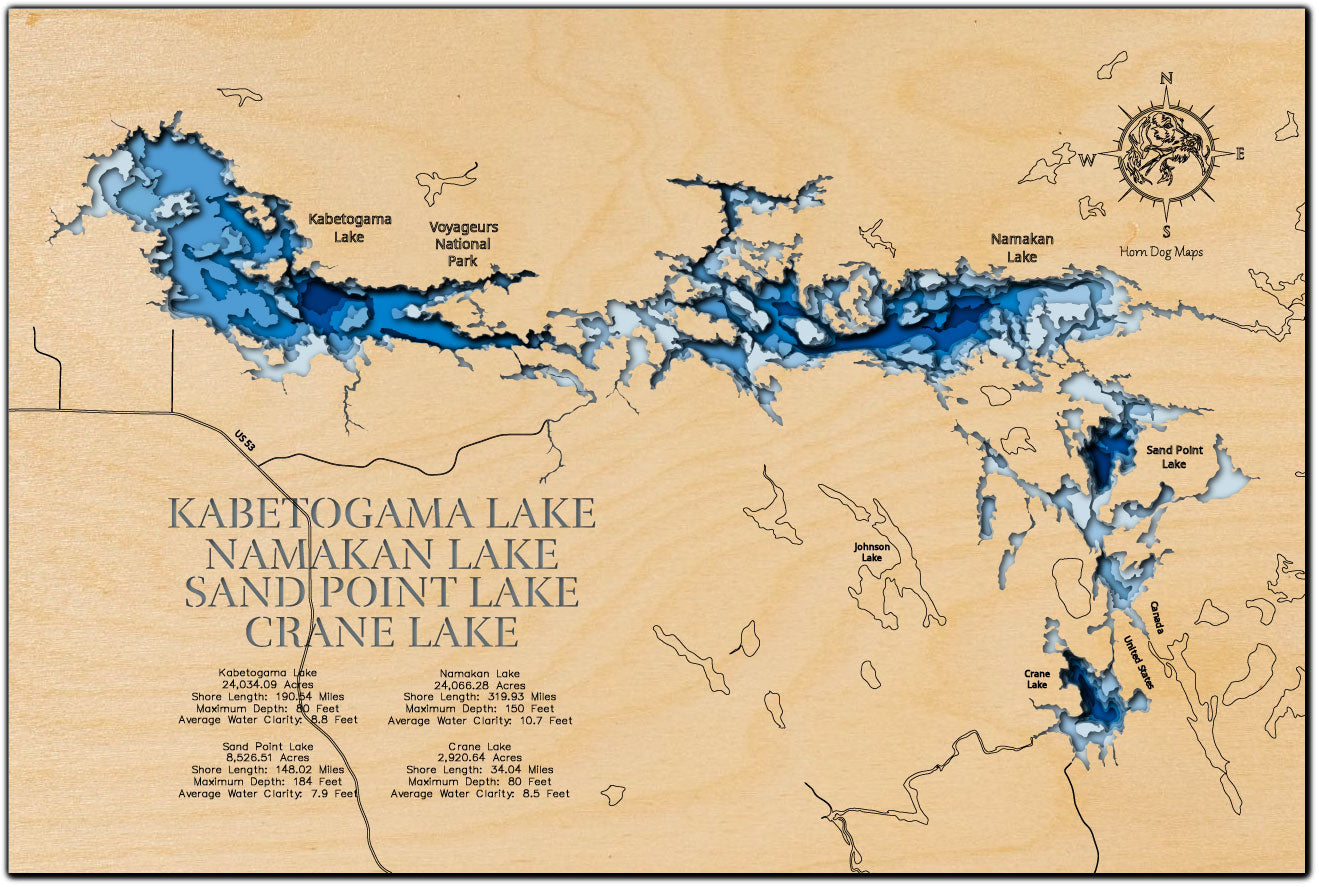 Kabetogama, Namakan, Sand Point, and Crane Lakes in St. Louis County, MN, Kenora District Ontario