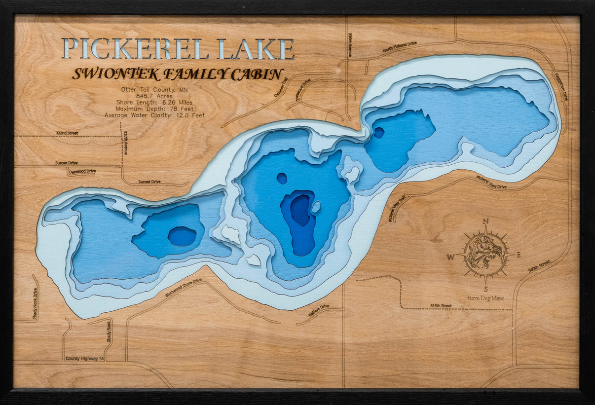 3d Depth Map of Pickerel Lake in Otter Tail County, MN