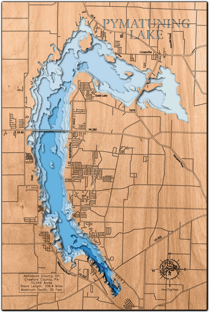 Pymatuning Reservoir in Crawford County, PA and Ashtabula County, OH