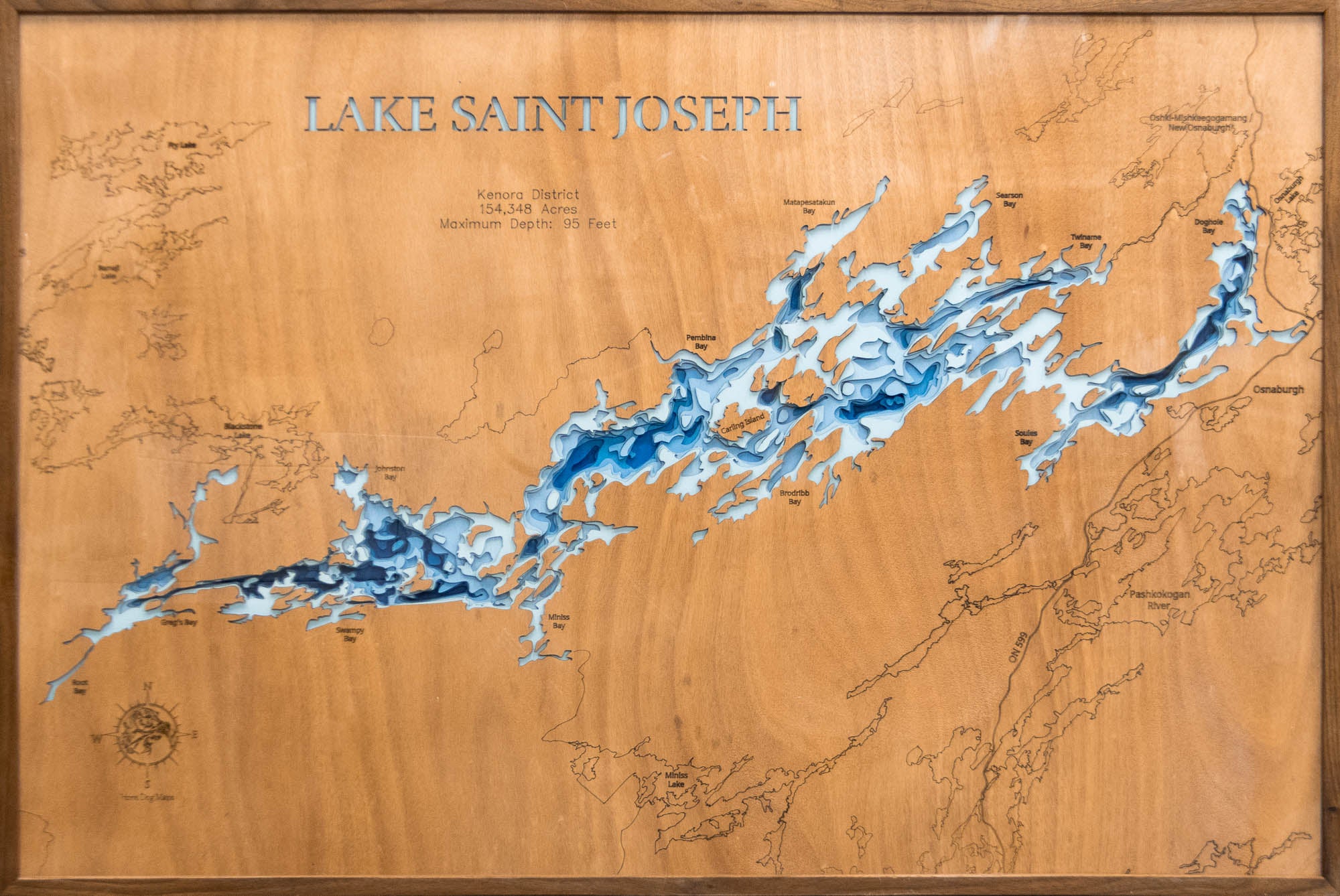 Kenora Map Lake Saint Joseph in Kenora District, Ontario - 3D Wood Maps – Horn Dog ...