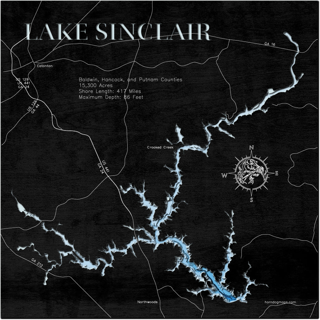 Lake Sinclair in Baldwin, Hancock, and Putnam Counties,  GA.
