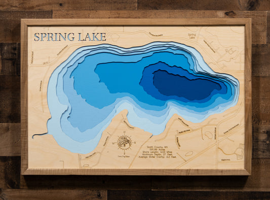 Spring Lake in Scott County, MN custom 3D wood map, perfect for home decor and gifts.