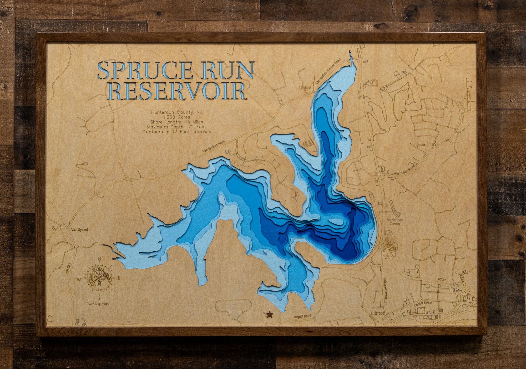 Spruce Run Reservoir in Hunterdon County, New Jersey - 3D Wood