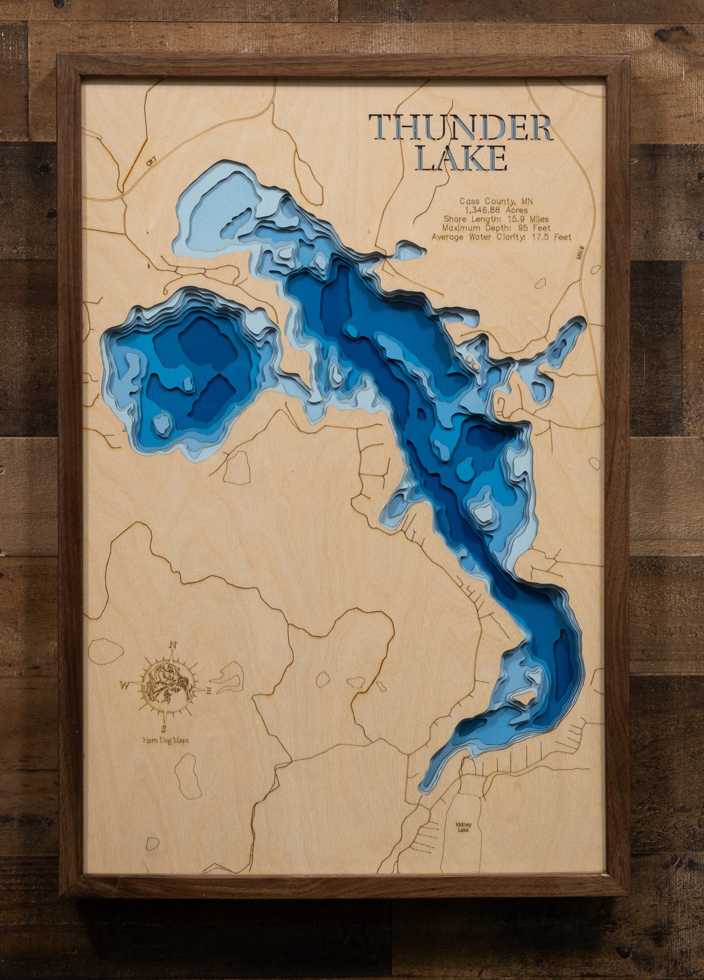 Thunder custom 3D wood map, perfect for home decor and gifts.