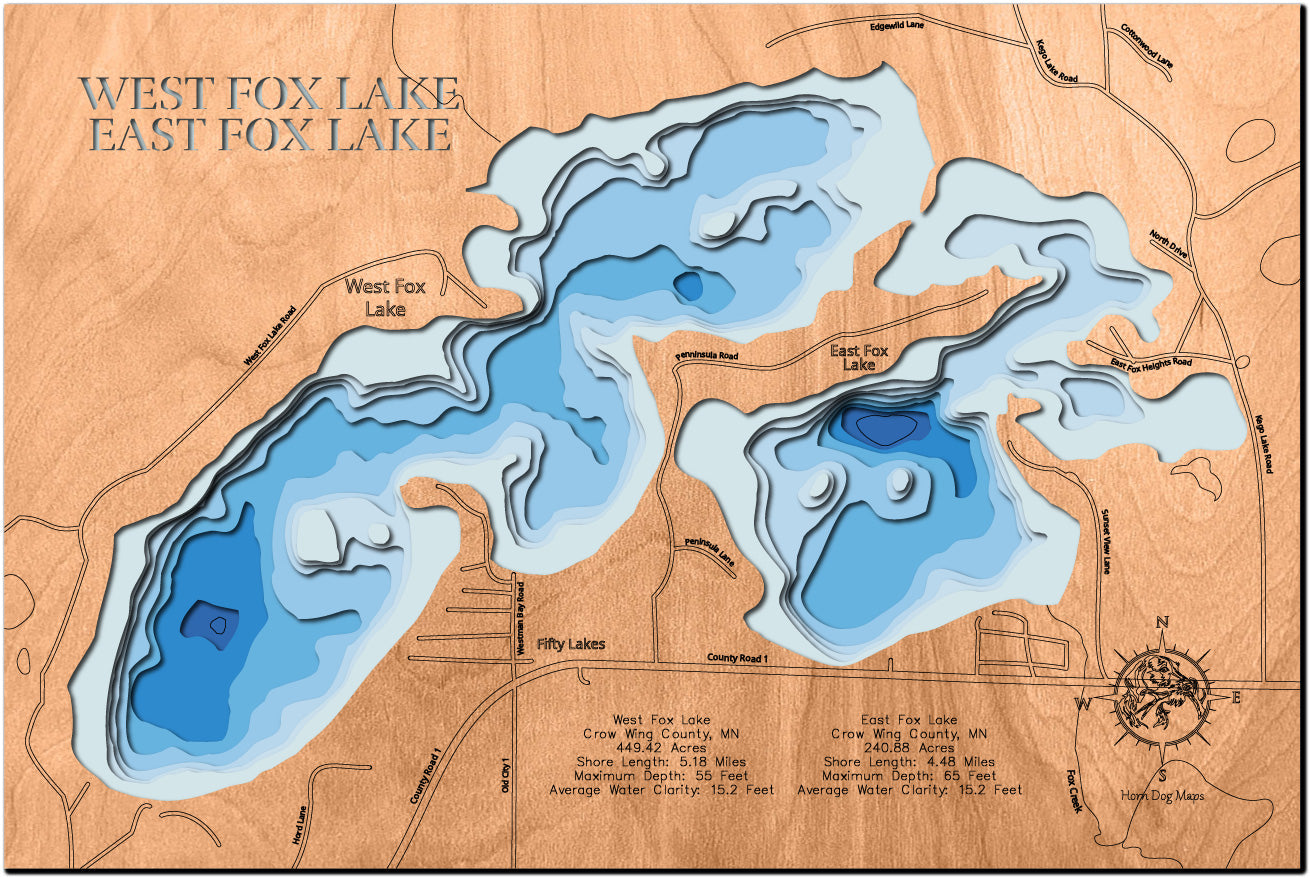 West Fox Lake and East Fox Lake in Crow Wing County, MN