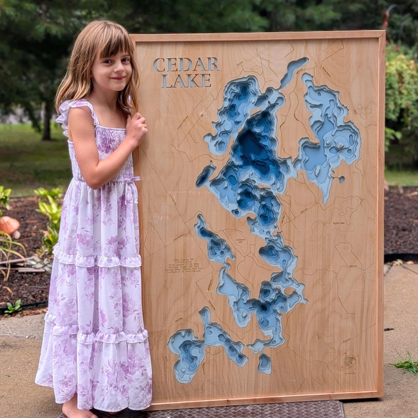 3d Depth map of Big Pine Lake in Aitkin County, MN - 3D Wood Maps