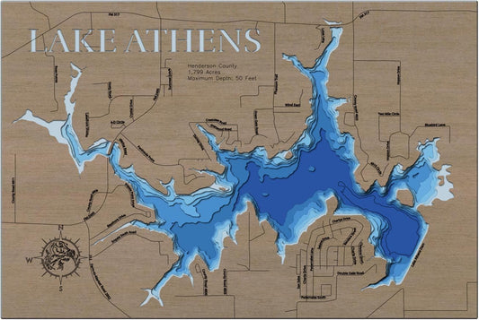 3d Depth Map of Athens Lake in Henderson County, TX