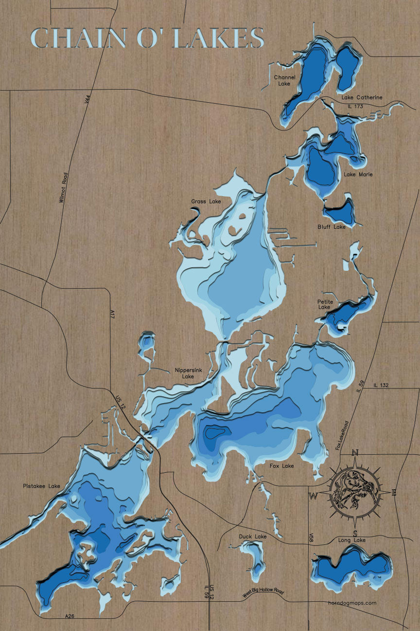 Chain O' Lakes in Illinois Map