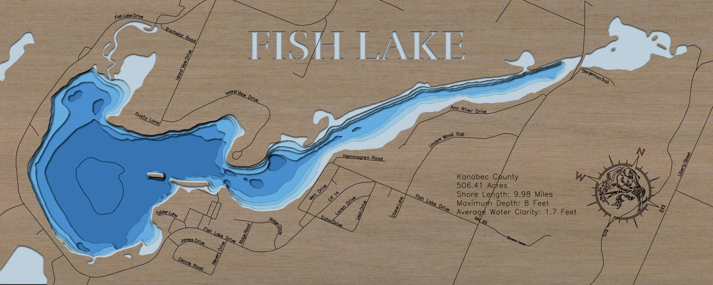 3d Depth Map of Fish Lake in Kanabec County, Minnesota