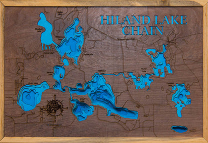 Precision-cut wooden map of Hi-Land Lake Livingston and Washtenaw Counties, MI, perfect for unique decor.