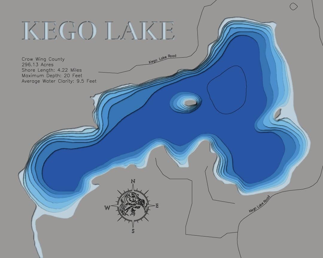 3d Depth Map of Kego Lake in Crow Wing County County, MN