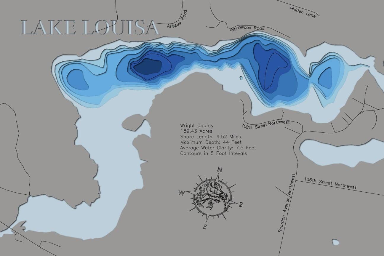 3d Map of Lake Louisa in Wright County, MN