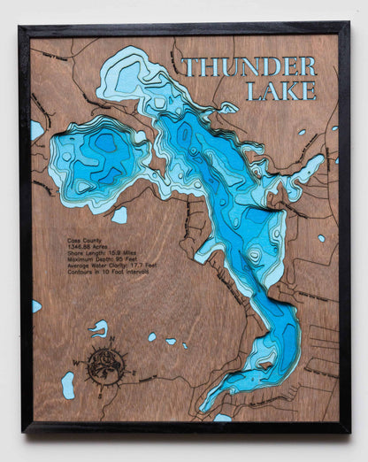 Thunder (Cass) - horn-dog-maps custom 3D wood map, perfect for home decor and gifts.