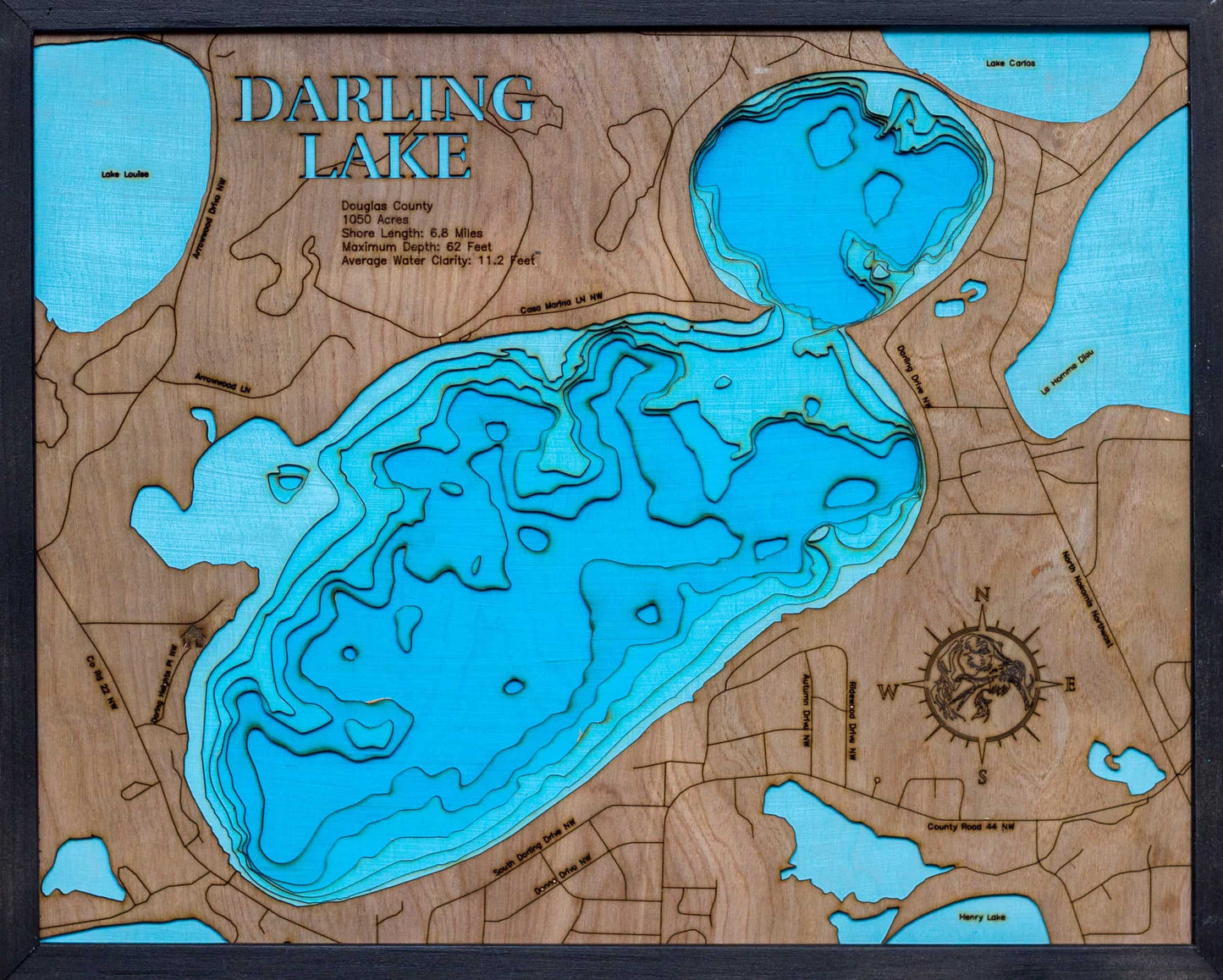 3d Depth Map of Darling Lake in Douglas County, MN