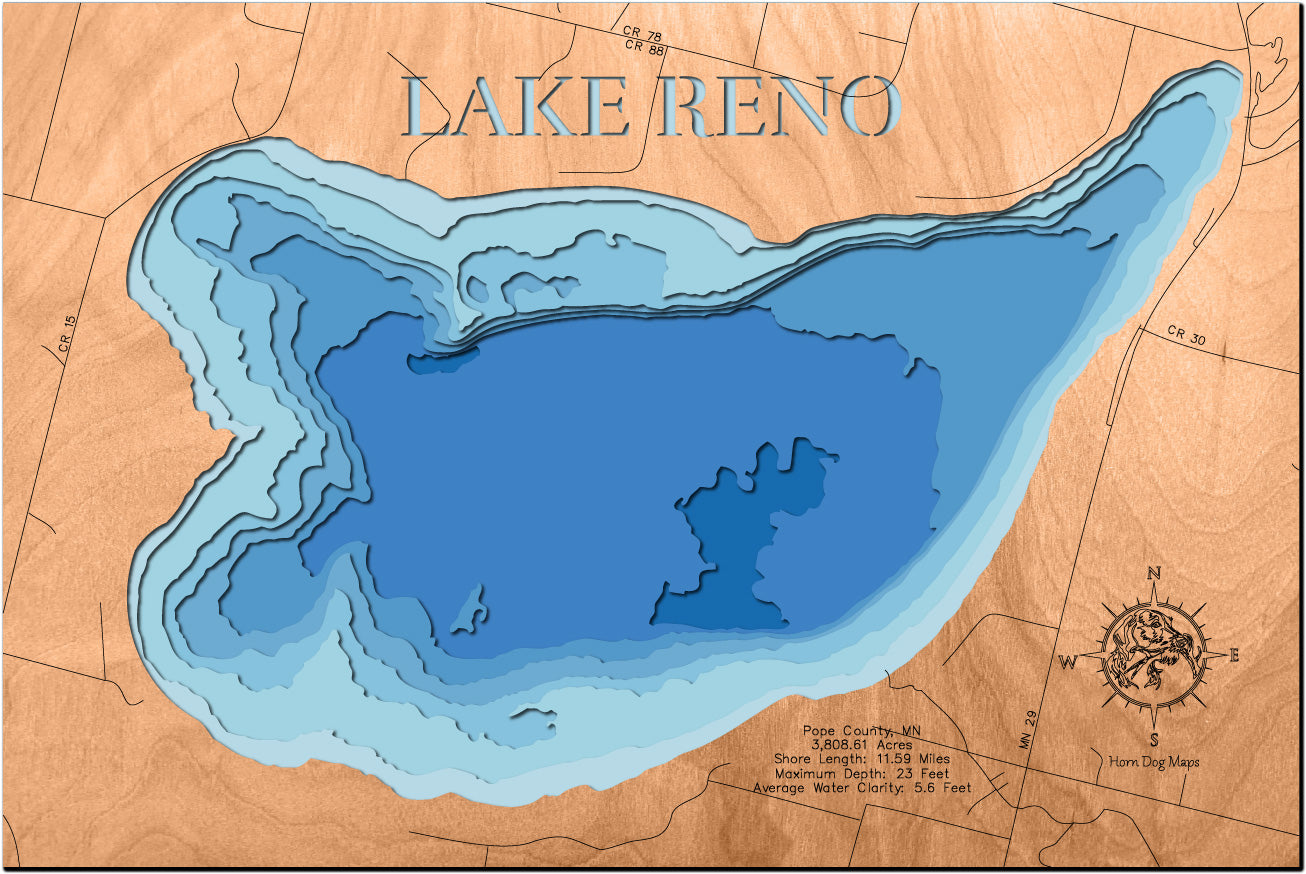 Lake Reno in Pope County, MN – Horn Dog Maps