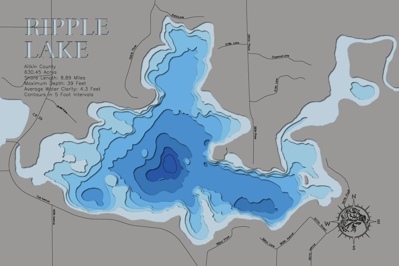 3d Depth Map of Ripple Lake in Aitkin County, MN