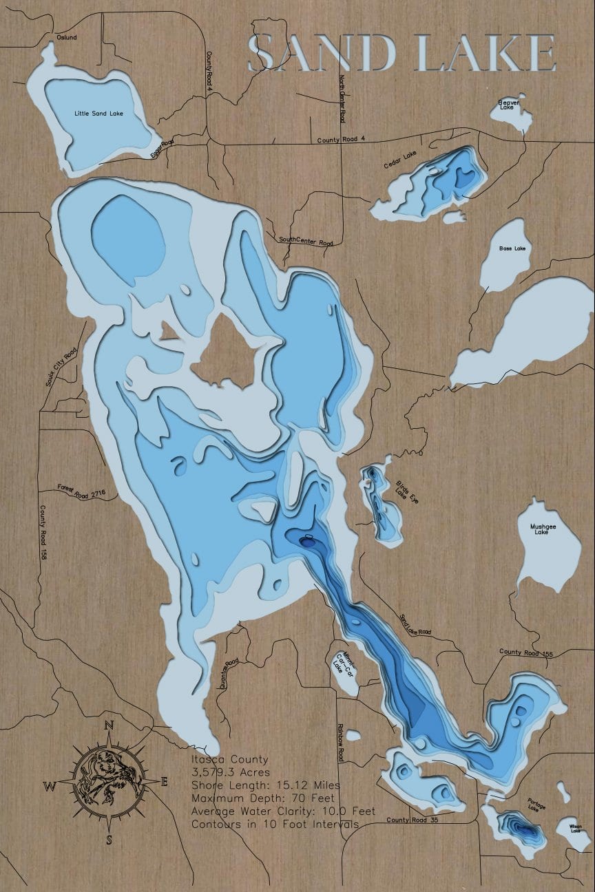 3d Depth Map of Sand Lake in Itasca County, MN