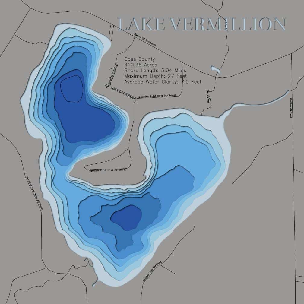 3d Depth map of Lake Vermillion in Cass County, MN