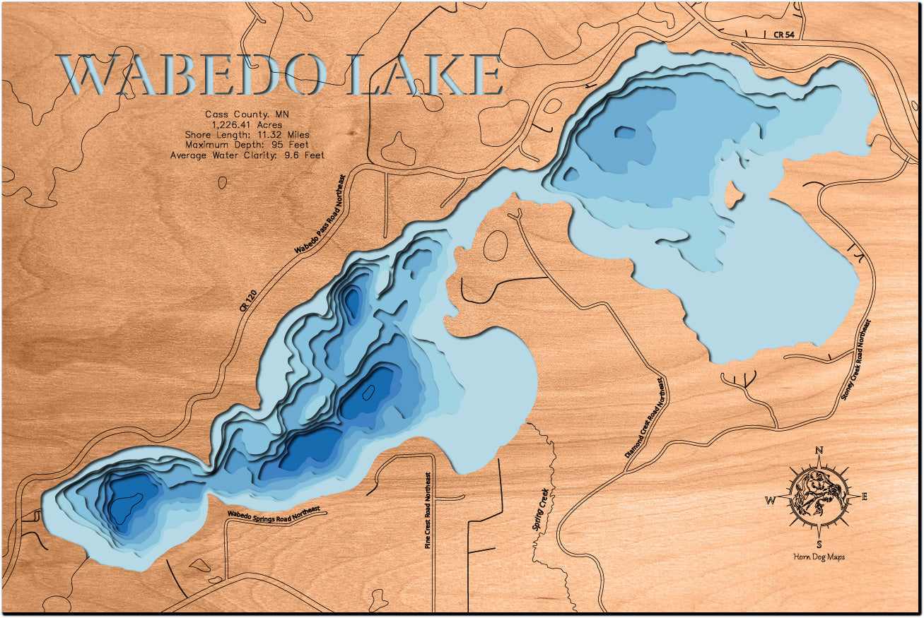 Wabedo Lake in Cass County, MN Horn Dog Maps