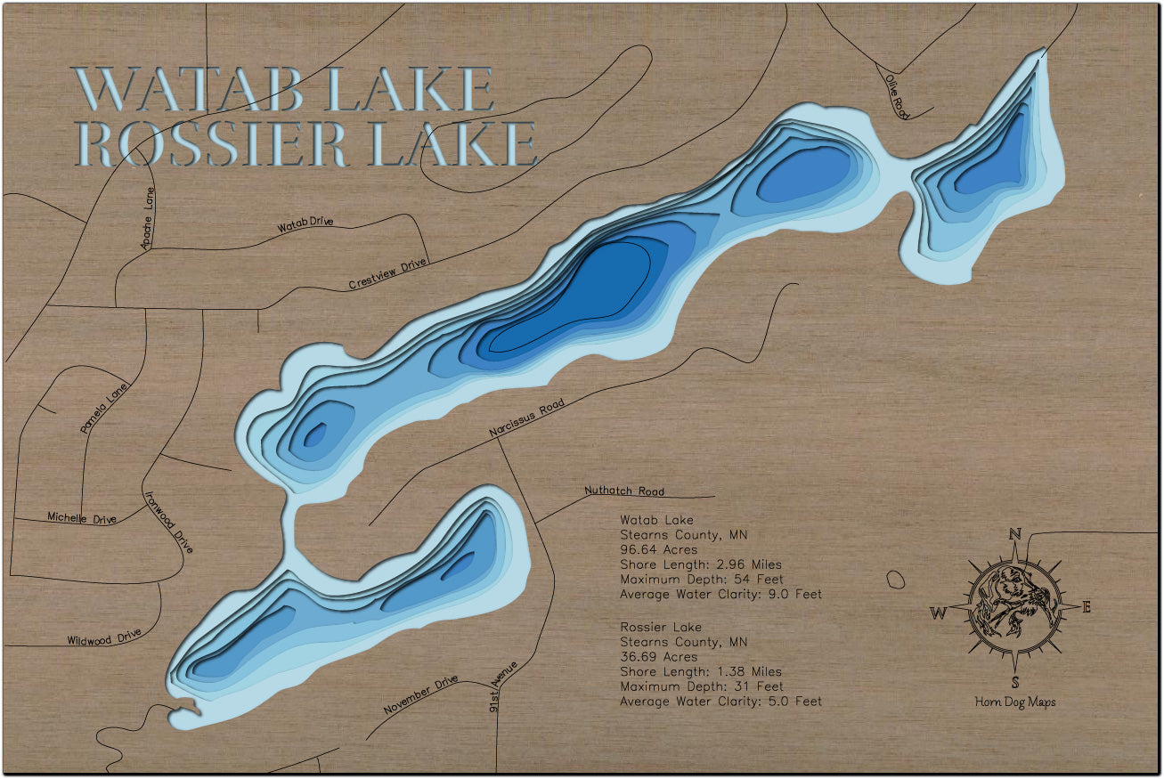 Watab Lake and Rossier Lake in Stearns County, MN