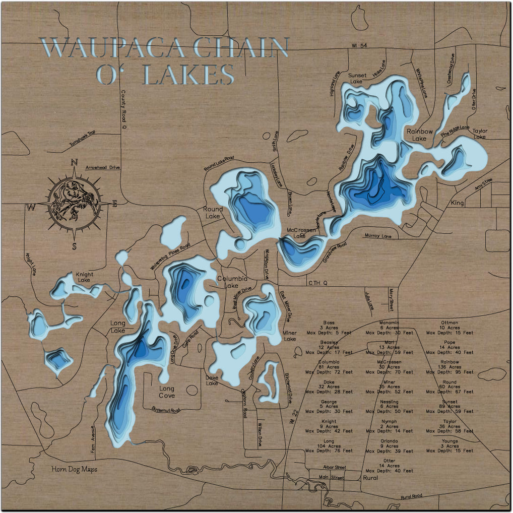 Waupaca Chain O' Lakes in Waupaca County, WI